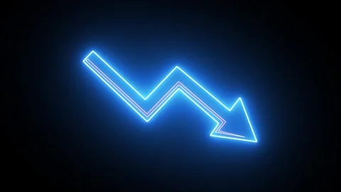 Blue Neon Down Arrow Stock Market Crash Recession Concept 库存影片 325986811
