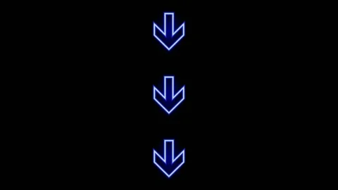 Blue neon down arrows. Glowing element. Stock Footage 156060362