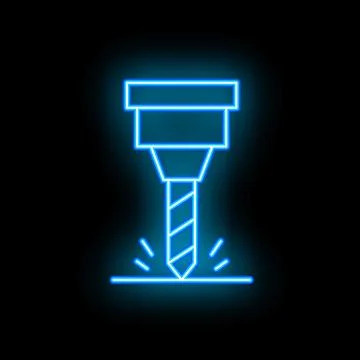 Blue neon drill bit boring a hole in the ground Stock Illustration