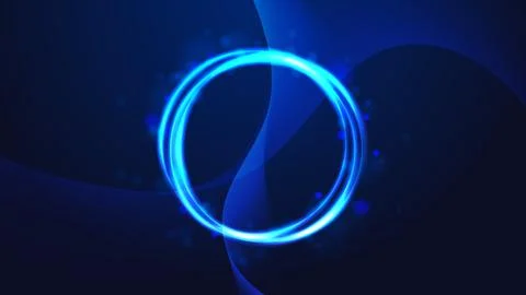 Blue Neon Energy Ring Technology Background for AI, Data and Cyber Security.. Illustrazione stock