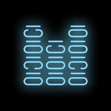 Blue neon equalizer glowing on black background Stock Illustration