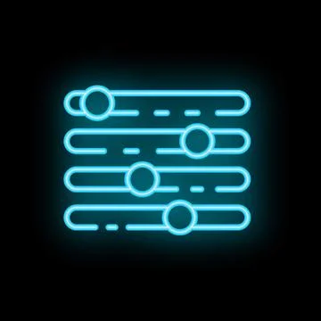 Blue neon equalizer icon glowing on dark background Stock Illustration