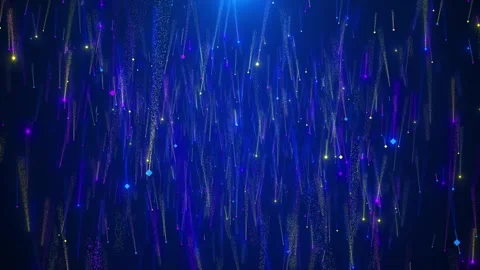Blue neon falling particle colorful streaks, vertical glitter trails, glowing di Stock Footage 340469749