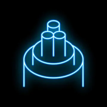 Blue neon fiber optic cable glowing on a black background Stock Illustration