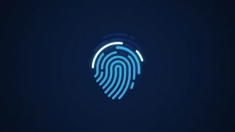 Blue neon fingerprint biometric identification scan animation. 4K 스톡 동영상 343265242