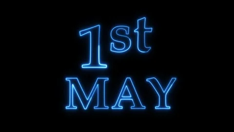 Blue neon first may text flashing on black background animation. 库存影片 337521965
