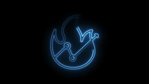 Blue neon flame graph rising arrow icon animated on black background Stock Footage 333960739