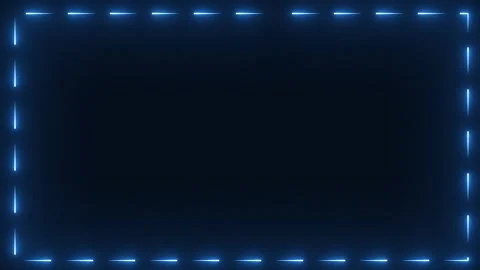 Blue neon frame animation with segmented light effect, livestream broadcasts Stock Footage 340032305
