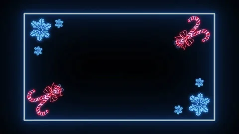 Blue neon frame candy snow Stock Footage 260092906