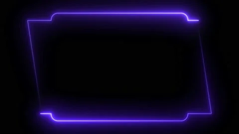 Blue neon frame lighting on black background Stock Footage 220045225