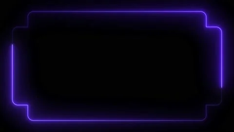 Blue neon frame lighting on black background Stock Footage 220045259