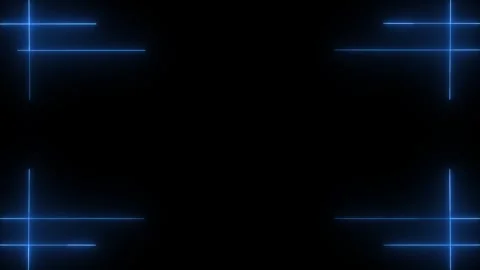Blue neon frame lines glowing on a dark background, forming a minimal tech-.. Stock Footage 340443956