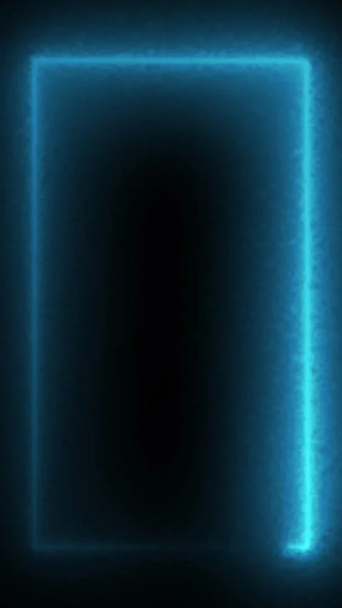 Blue neon frame overlay reactangle glowing seamless loop vertical Stock Footage 300361665