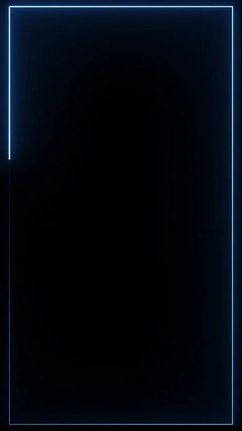 Blue neon frame pulsing on black screen. Stockbeeldmateriaal 331898548