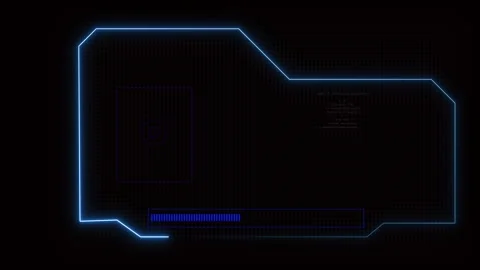 Blue neon futuristic interface with grid and loading bar. Futuristic interf.. Stock Footage 337129874