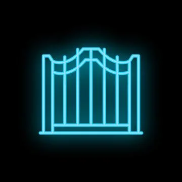 Blue neon gate glowing on black background Ilustración de archivo