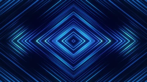 Blue Neon Geometric Pattern Technology Loop in Dark Environment Stock Footage 280160718