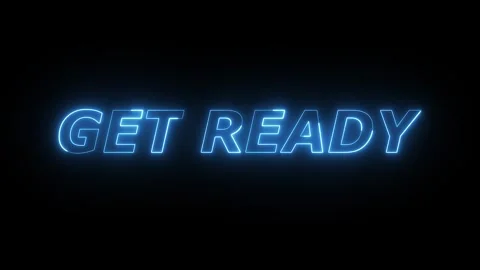 Blue neon Get Ready text animation loop on black background for gaming streams Stock Footage 338985719