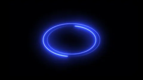 Blue Neon Glow Circle Looping on Black Background Stock Footage 307495258