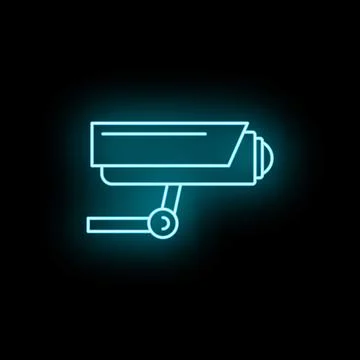 Blue neon glow security camera surveillance system Stock Illustration