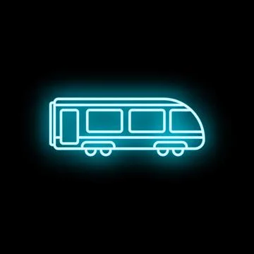 Blue neon glow train icon illustrating public transit 스톡 일러스트