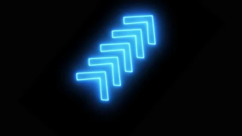 Blue neon glowing arrows rotating movement Stock Footage 328385380