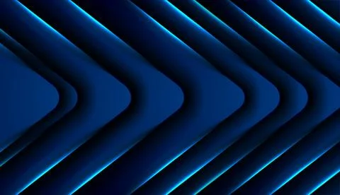 Blue neon glowing arrows technology abstract background Stock Illustration