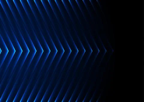 Blue neon glowing arrows technology abstract background Stock Illustration