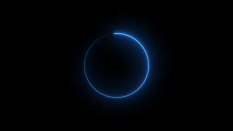 Blue neon glowing circle loading animation on black background Stock Footage 331528991