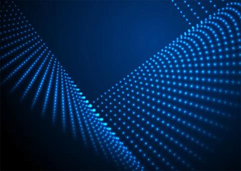 Blue neon glowing dotted linear squares abstract hi-tech background イラスト素材