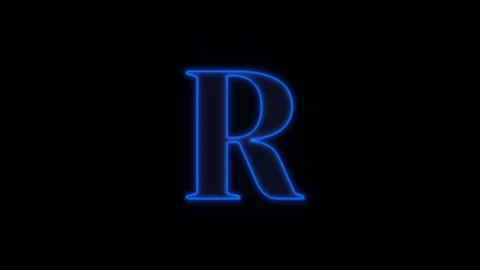 Blue Neon Glowing Double-Struck Letter R Math Symbol Animation 库存影片 331730607
