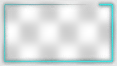 Blue neon glowing frame. Alpha channel. Rectangle frame.  Stock Footage 310522078