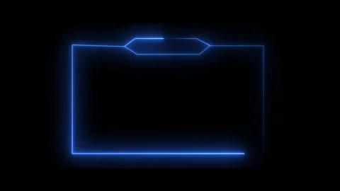 Blue neon glowing frame animation border dynamic light effect on black back.. Video stock 337805468