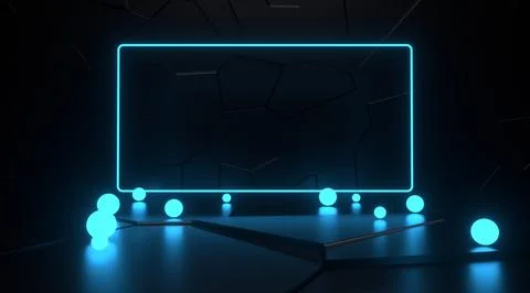 Blue neon glowing frame Stock Illustration