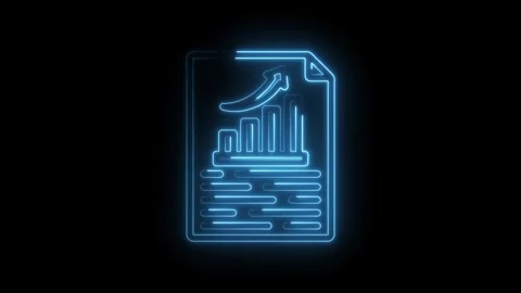 Blue neon glowing graph report icon on black background with upward arrow s.. Stock Footage 346140706