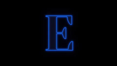 Blue Neon Glowing Letter E Animation Clip Stockbeeldmateriaal 331730861