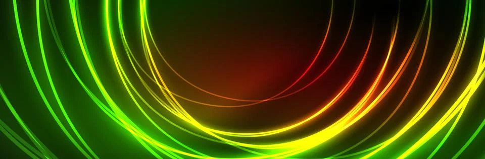 Blue neon glowing lines, magic energy space light concept, abstract background Stock Illustration