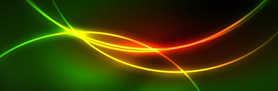 Blue neon glowing lines, magic energy space light concept, abstract background Stock Illustration