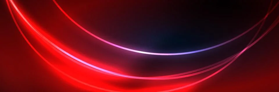 Blue neon glowing lines, magic energy space light concept, abstract background Stock Illustration