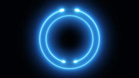 Blue neon glowing multiple circle ray icon animation Stock Footage 321608177