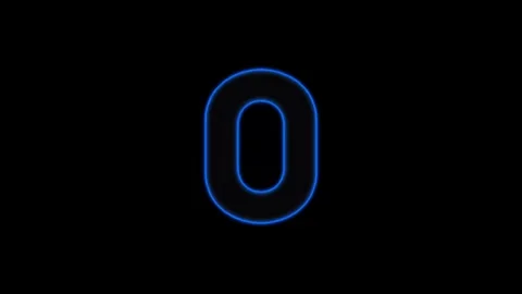 Blue Neon Glowing Number Zero Animation Clip 库存影片 331730244