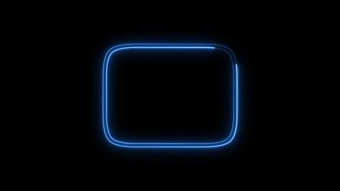 Blue neon glowing rectangle border motion on black background. 库存影片 337330470