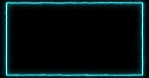 Blue Neon Glowing Rectangle Frame on Black Background, Futuristic Technology Stock Footage 336264630