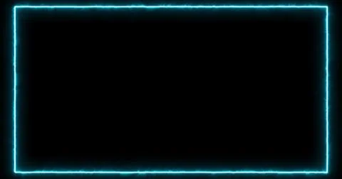 Blue Neon Glowing Rectangle Frame on Black Background, Futuristic Technolog.. Illustrazione stock