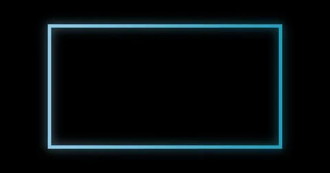 Blue Neon Glowing Rectangle Frame on Black Background, Futuristic Technolog.. Illustrazione stock