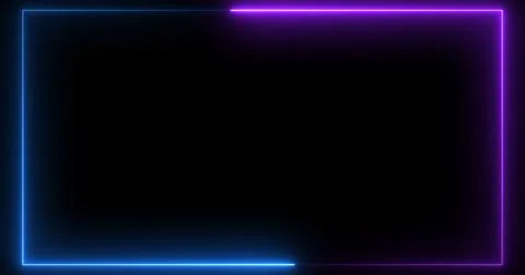 Blue Neon Glowing Rectangular Frame Background, Futuristic Digital Border Illustrazione stock
