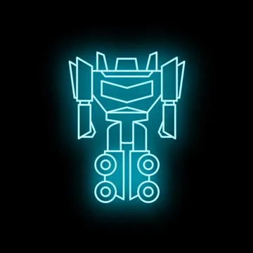Blue neon glowing robot outline futuristic technology Stock Illustration