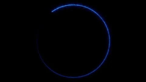 Blue neon glowing round frame on black background Ilustração Stock