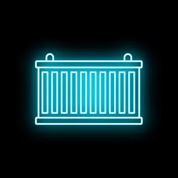 Blue neon glowing shipping container icon illustration Stock Illustration