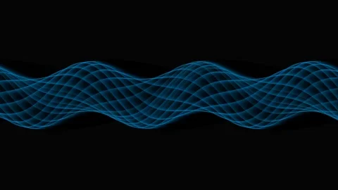 Blue neon glowing sine wave animation forming smooth rhythmic patterns on b.. 스톡 동영상 341679377